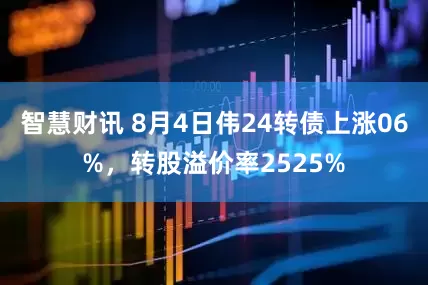 智慧财讯 8月4日伟24转债上涨06%，转股溢价率2525%